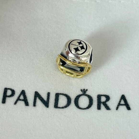 Pandora NFL Pittsburgh Steelers Football Helmet Charm Pendant - Picture 1 of 4